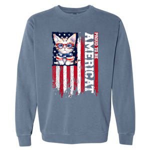 American Flag Cat 4th Of July Kitten Patriotic Pet Lover Pun Garment-Dyed Sweatshirt