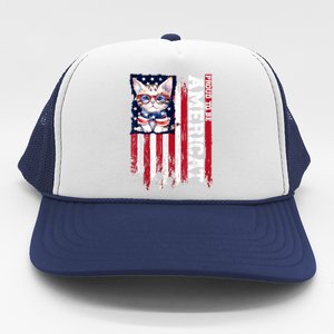 American Flag Cat 4th Of July Kitten Patriotic Pet Lover Pun Trucker Hat