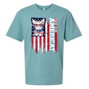 American Flag Cat 4th Of July Kitten Patriotic Pet Lover Pun Sueded Cloud Jersey T-Shirt