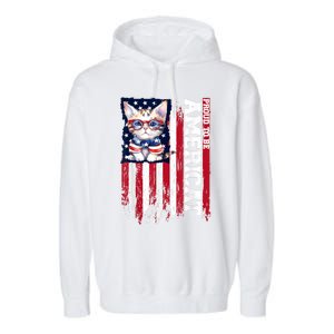 American Flag Cat 4th Of July Kitten Patriotic Pet Lover Pun Garment-Dyed Fleece Hoodie