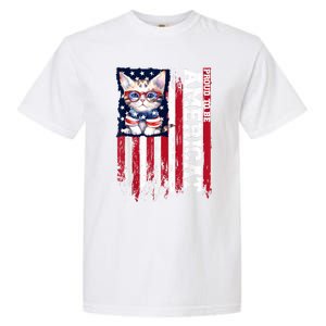 American Flag Cat 4th Of July Kitten Patriotic Pet Lover Pun Garment-Dyed Heavyweight T-Shirt