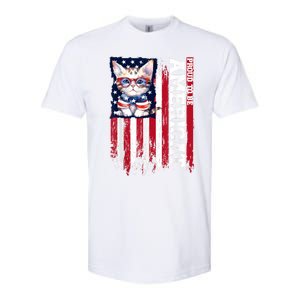 American Flag Cat 4th Of July Kitten Patriotic Pet Lover Pun Softstyle CVC T-Shirt