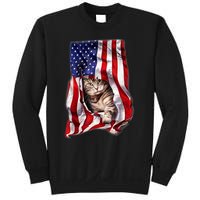 American Flag Cat 4th Of July Kitten Patriotic Pet Lover Sweatshirt