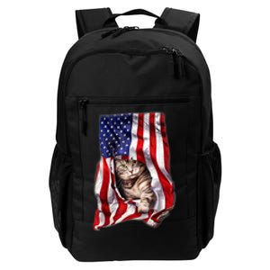 American Flag Cat 4th Of July Kitten Patriotic Pet Lover Daily Commute Backpack