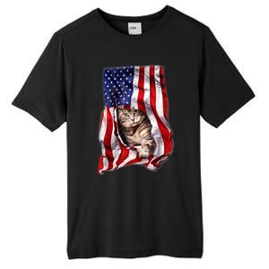 American Flag Cat 4th Of July Kitten Patriotic Pet Lover Tall Fusion ChromaSoft Performance T-Shirt