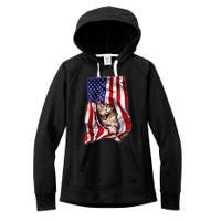 American Flag Cat 4th Of July Kitten Patriotic Pet Lover Women's Fleece Hoodie