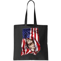 American Flag Cat 4th Of July Kitten Patriotic Pet Lover Tote Bag