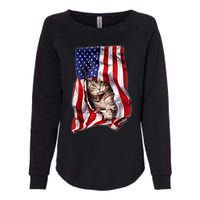 American Flag Cat 4th Of July Kitten Patriotic Pet Lover Womens California Wash Sweatshirt