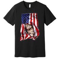 American Flag Cat 4th Of July Kitten Patriotic Pet Lover Premium T-Shirt