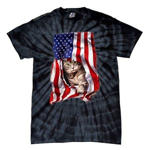 American Flag Cat 4th Of July Kitten Patriotic Pet Lover Tie-Dye T-Shirt