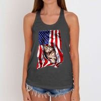 American Flag Cat 4th Of July Kitten Patriotic Pet Lover Women's Knotted Racerback Tank