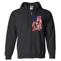 American Flag Cat 4th Of July Kitten Patriotic Pet Lover Full Zip Hoodie