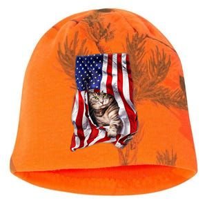 American Flag Cat 4th Of July Kitten Patriotic Pet Lover Kati - Camo Knit Beanie