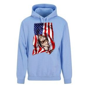 American Flag Cat 4th Of July Kitten Patriotic Pet Lover Unisex Surf Hoodie