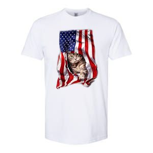 American Flag Cat 4th Of July Kitten Patriotic Pet Lover Softstyle CVC T-Shirt