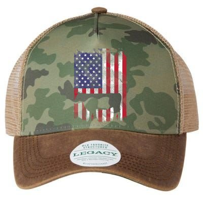 American Flag Cow Vintage Farm Animal Patriotic Farmer Gift Legacy Tie Dye Trucker Hat