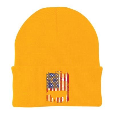 American Flag Cow Vintage Farm Animal Patriotic Farmer Gift Knit Cap Winter Beanie