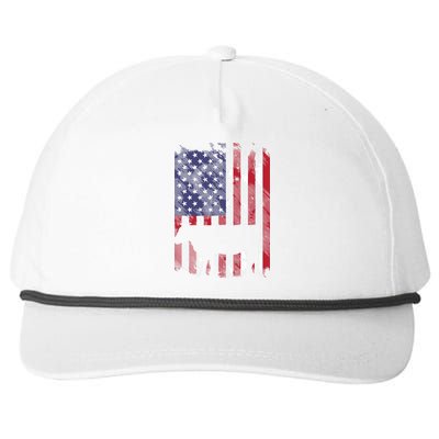 American Flag Cow Vintage Farm Animal Patriotic Farmer Gift Snapback Five-Panel Rope Hat