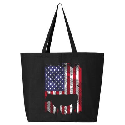 American Flag Cow Vintage Farm Animal Patriotic Farmer Gift 25L Jumbo Tote