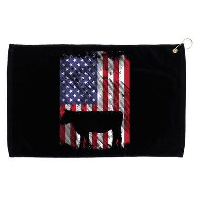 American Flag Cow Vintage Farm Animal Patriotic Farmer Gift Grommeted Golf Towel