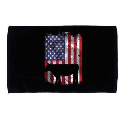 American Flag Cow Vintage Farm Animal Patriotic Farmer Gift Microfiber Hand Towel