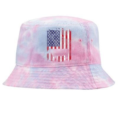 American Flag Cow Vintage Farm Animal Patriotic Farmer Gift Tie-Dyed Bucket Hat