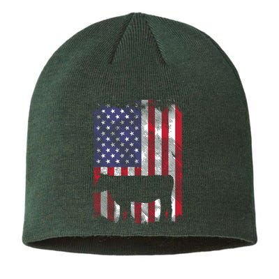 American Flag Cow Vintage Farm Animal Patriotic Farmer Gift Sustainable Beanie