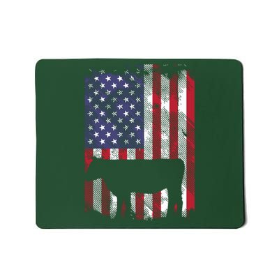 American Flag Cow Vintage Farm Animal Patriotic Farmer Gift Mousepad