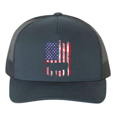 American Flag Cow Vintage Farm Animal Patriotic Farmer Gift Yupoong Adult 5-Panel Trucker Hat