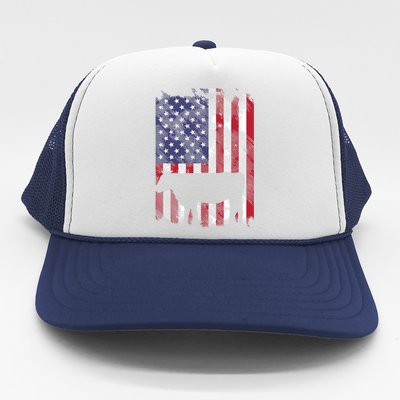 American Flag Cow Vintage Farm Animal Patriotic Farmer Gift Trucker Hat