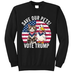 American Flag Cat & Duck Save Our Pets Vote For Trump 2024 Sweatshirt