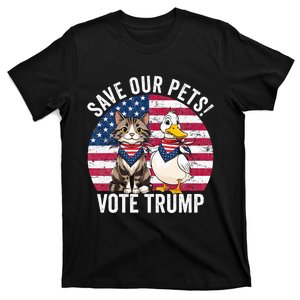 American Flag Cat & Duck Save Our Pets Vote For Trump 2024 T-Shirt