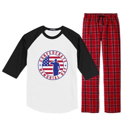 American Flag Confederate Memorial Day Gift Raglan Sleeve Pajama Set