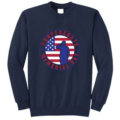 American Flag Confederate Memorial Day Gift Tall Sweatshirt