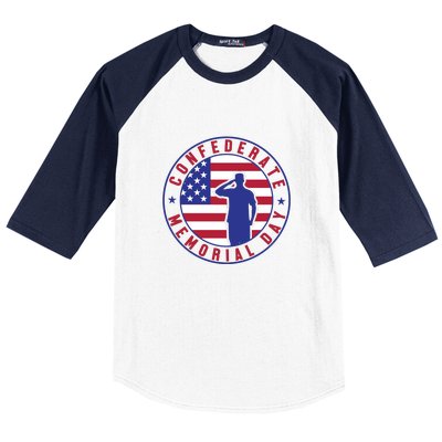 American Flag Confederate Memorial Day Gift Baseball Sleeve Shirt