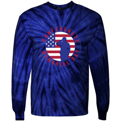 American Flag Confederate Memorial Day Gift Tie-Dye Long Sleeve Shirt