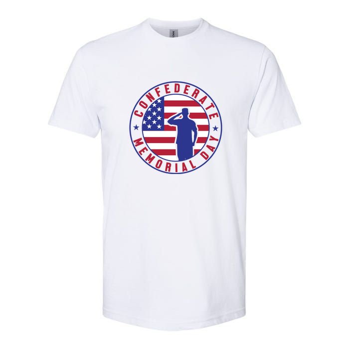 American Flag Confederate Memorial Day Gift Softstyle CVC T-Shirt