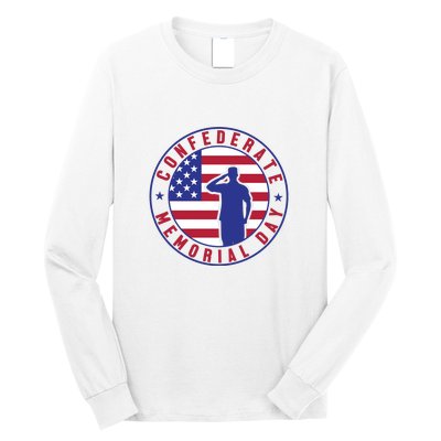 American Flag Confederate Memorial Day Gift Long Sleeve Shirt