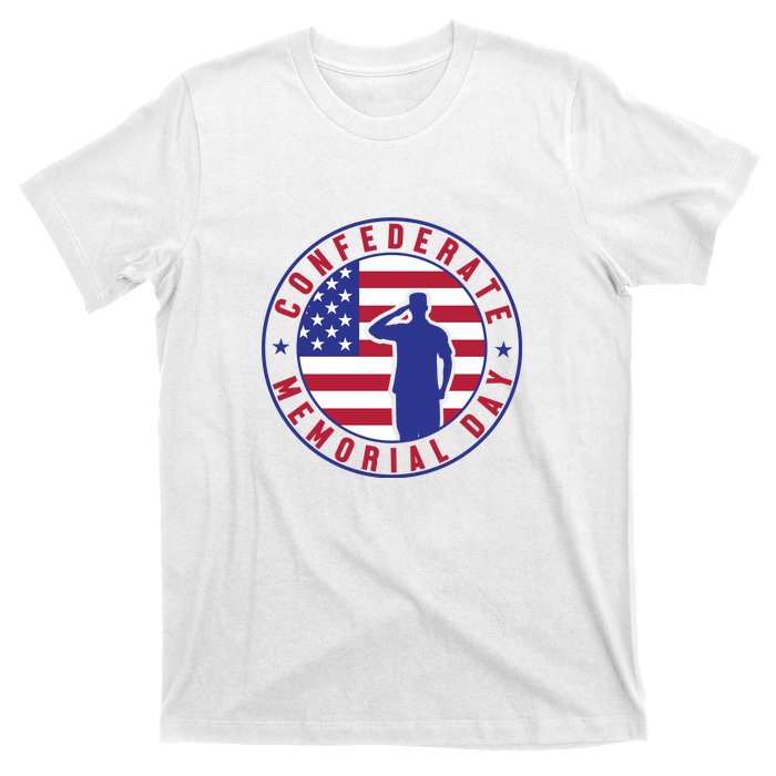 American Flag Confederate Memorial Day Gift T-Shirt