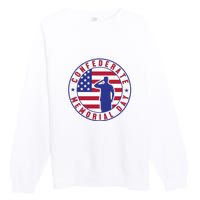 American Flag Confederate Memorial Day Gift Premium Crewneck Sweatshirt