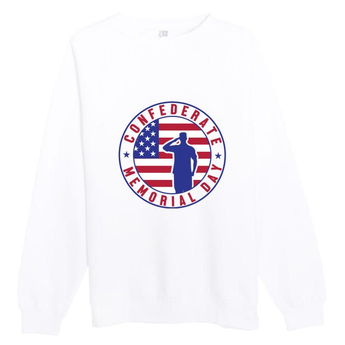 American Flag Confederate Memorial Day Gift Premium Crewneck Sweatshirt