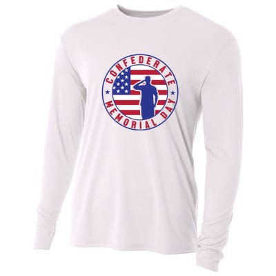 American Flag Confederate Memorial Day Gift Cooling Performance Long Sleeve Crew