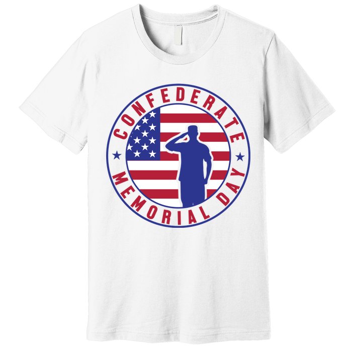 American Flag Confederate Memorial Day Gift Premium T-Shirt