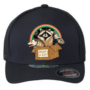 Adopt Forbidden Cats In Box Raccoon Skunks Possum Cat Lovers  Flexfit Unipanel Trucker Cap