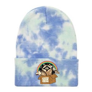 Adopt Forbidden Cats In Box Raccoon Skunks Possum Cat Lovers  Tie Dye 12in Knit Beanie