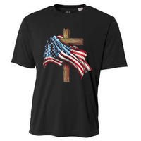 American Flag Christian Cross Jesus Patriotic Cooling Performance Crew T-Shirt