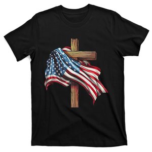 American Flag Christian Cross Jesus Patriotic T-Shirt