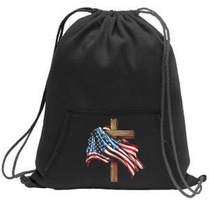 American Flag Christian Cross Jesus Patriotic Sweatshirt Cinch Pack Bag