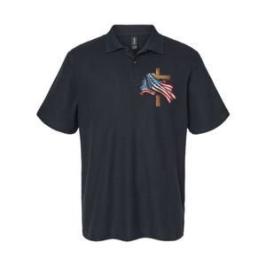 American Flag Christian Cross Jesus Patriotic Softstyle Adult Sport Polo