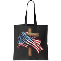 American Flag Christian Cross Jesus Patriotic Tote Bag